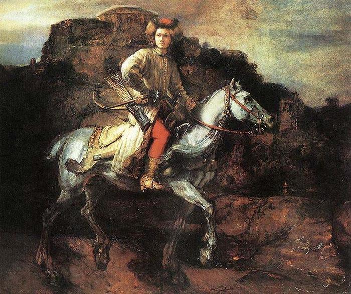 REMBRANDT Harmenszoon van Rijn The Polish Rider  A Lisowczyk on horseback. Norge oil painting art